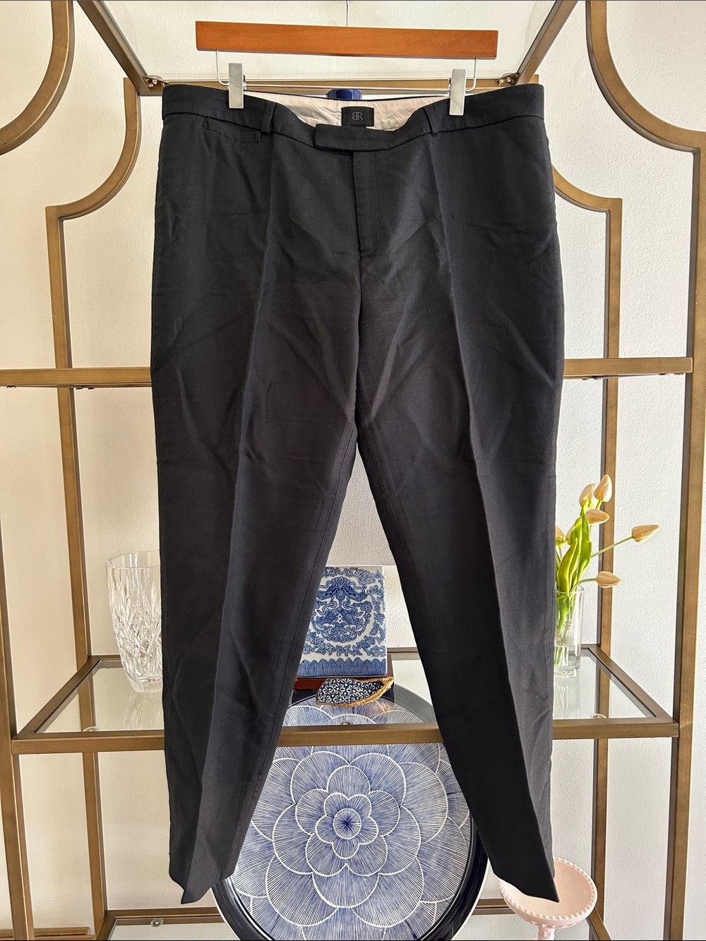 Black Linen Blend Dress Pants - Modern Straight Fit